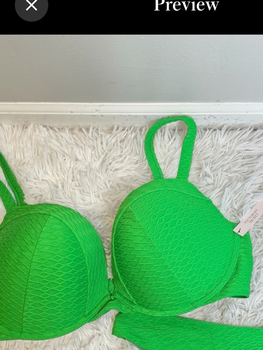 Victoria's Secret Bright Green Textured Bikini Top